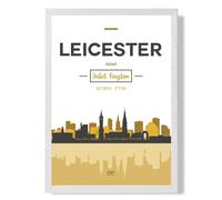 ARTZE Leicester Yellow & Black City Skyline Framed Print SIZE: A2 with White Frame | Size: A4 ARTZE Yellow A4