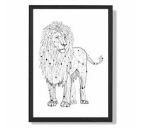 ARTZE Line Art Lion Geometric Animal Framed Print SIZE: A3 with Black Frame | Size: A2 ARTZE Black A2