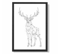 ARTZE Line Art Stag Geometric Animal Framed Print SIZE: A4 with Black Frame | Size: A3 ARTZE Black A3
