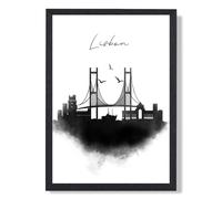 ARTZE Lisbon Watercolour Skyline City Framed Print SIZE: A3 with Black Frame | Size: A2 ARTZE Black A2