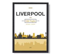 ARTZE Liverpool Yellow & Black City Skyline Framed Print SIZE: A4 with Black Frame ARTZE Yellow A4