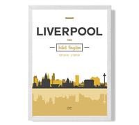 ARTZE Liverpool Yellow & Black City Skyline Framed Print SIZE: A4 with White Frame ARTZE Yellow A4