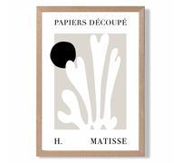 ARTZE Matisse Floral Cutout Beige & Black Framed Print SIZE: A4 with Oak Frame | Size: A3 ARTZE Beige A3
