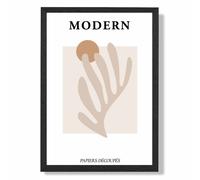 ARTZE Matisse Floral Cutout Beige & Orange Mid Century Framed Print SIZE: A3 with Black Frame ARTZE Beige A3