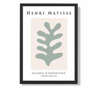 ARTZE Matisse Floral Cutout Beige & Sage Green Exhibition Framed Print SIZE: A3 with Black Frame in Pale Green | Size: A2 ARTZE Pale Green A2