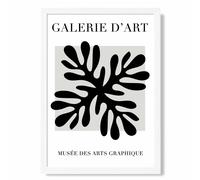 ARTZE Matisse Floral Cutout Black & Grey Framed Print SIZE: A2 with White Frame | Size: A4 ARTZE Black A4