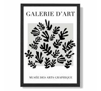 ARTZE Matisse Floral Cutout Grey & Black Framed Print SIZE: A2 with Black Frame | Size: A4 ARTZE Black A4