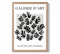ARTZE Matisse Floral Cutout Grey & Black Framed Print SIZE: A2 with Oak Frame | Size: A3 ARTZE Black A3