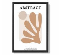 ARTZE Matisse Floral Cutout Orange & Beige Mid Century Framed Print SIZE: A4 with Black Frame ARTZE Beige A4
