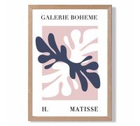 ARTZE Matisse Floral Cutout Pink & Blue Bohemian Framed Print SIZE: A3 with Oak Frame in Navy | Size: A2 ARTZE Navy A2