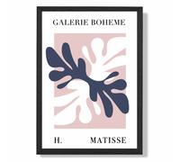 ARTZE Matisse Floral Cutout Pink & Blue Bohemian Framed Print SIZE: A4 with Black Frame in Navy | Size: A2 ARTZE Navy A2