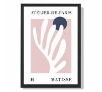 ARTZE Matisse Floral Cutout Pink & Blue Exhibition Framed Print SIZE: A3 with Black Frame in Navy | Size: A2 ARTZE Navy A2