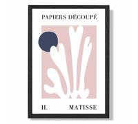 ARTZE Matisse Floral Cutout Pink & Blue Framed Print SIZE: A2 with Black Frame in Navy ARTZE Navy A2