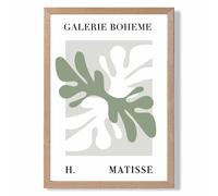 ARTZE Matisse Floral Cutout Sage Green Bohemian Framed Print SIZE: A4 with Oak Frame in Pale Green ARTZE Pale Green A4