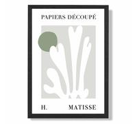 ARTZE Matisse Floral Cutout Sage Green Framed Print SIZE: A2 with Black Frame in Pale Green ARTZE Pale Green A2