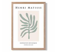 ARTZE Matisse Leaf Sage Green & Beige Exhibition Framed Print SIZE: A3 with Oak Frame in Pale Green | Size: A2 ARTZE Pale Green A2
