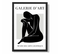 ARTZE Matisse Nude Black & Grey Framed Print SIZE: A2 with Black Frame | Size: A4 ARTZE Black A4
