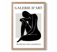 ARTZE Matisse Nude Black & Grey Framed Print SIZE: A3 with Oak Frame | Size: A2 ARTZE Black A2