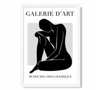 ARTZE Matisse Nude Black & Grey Framed Print SIZE: A3 with White Frame | Size: A2 ARTZE Black A2