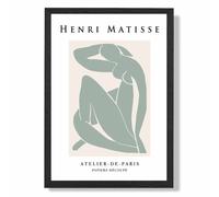 ARTZE Matisse Nude Green & Cream Framed Print SIZE: A4 with Black Frame in Pale Green | Size: A2 ARTZE Pale Green A2