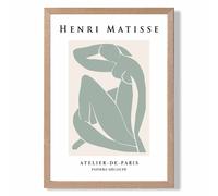 ARTZE Matisse Nude Green & Cream Framed Print SIZE: A4 with Oak Frame in Pale Green | Size: A3 ARTZE Pale Green A3