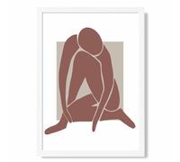 ARTZE Matisse Nude Neutral Coloured Framed Print SIZE: A4 with White Frame in Beige ARTZE Beige A4