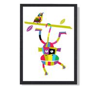 ARTZE Monkey Bright Geometric Animal Framed Print SIZE: A4 with Black Frame | Size: A2 ARTZE Multicolor A2