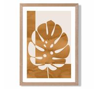 ARTZE Mustard Monstera Mid Century Tropical Framed Print SIZE: A2 with Oak Frame ARTZE Mustard A2