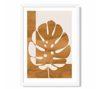 ARTZE Mustard Monstera Mid Century Tropical Framed Print SIZE: A3 with White Frame ARTZE Mustard A3
