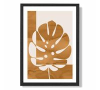 ARTZE Mustard Monstera Mid Century Tropical Framed Print SIZE: A4 with Black Frame | Size: A3 ARTZE Mustard A3