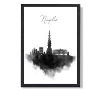 ARTZE Naples Watercolour Skyline City Framed Print SIZE: A2 with Black Frame | Size: A4 ARTZE Black A4
