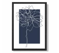 ARTZE Navy Blue & White Abstract Floral Line Art Framed Print SIZE: A4 with Black Frame | Size: A3 ARTZE Navy A3