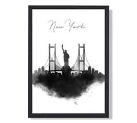 ARTZE New York Watercolour Skyline City Framed Print SIZE: A4 with Black Frame | Size: A3 ARTZE Black A3