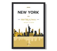 ARTZE New York Yellow & Black City Skyline Framed Print SIZE: A4 with Black Frame | Size: A2 ARTZE Yellow A2