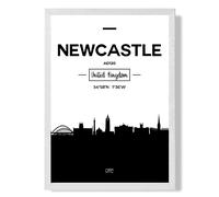 ARTZE Newcastle Black & White City Skyline Framed Print SIZE: A2 with White Frame | Size: A4 ARTZE Black A4