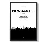 ARTZE Newcastle Black & White City Skyline Framed Print SIZE: A3 with Black Frame | Size: A4 ARTZE Black A4