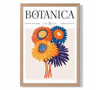 ARTZE Orange & Blue Gerbera Daisies Flower Market Exhibition Framed Print SIZE: A4 with Oak Frame ARTZE Orange A4