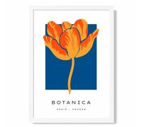 ARTZE Orange & Blue Tulip Flower Market Exhibition Framed Print SIZE: A2 with White Frame ARTZE Orange A2