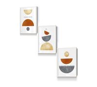 ARTZE Orange, Gold & Grey Abstract Mid Century Geometric Framed Wall Art - Small in White | Size: W33 cm x H45 cm x D20mm ARTZE White W33 cm x H45 cm x D20mm