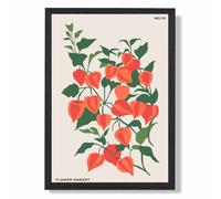 ARTZE Orange & Green Climbing Plant Flower Market Minimalist Framed Print SIZE: A2 with Black Frame ARTZE Orange A2