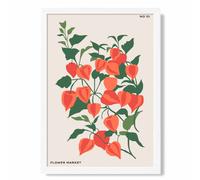 ARTZE Orange & Green Climbing Plant Flower Market Minimalist Framed Print SIZE: A4 with White Frame | Size: A2 ARTZE Orange A2