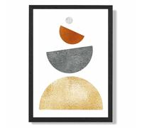 ARTZE Orange & Yellow Semi Circles Mid Century Geometric Framed Print SIZE: A4 with Black Frame | Size: A3 ARTZE Yellow A3