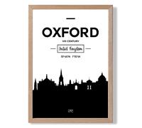 ARTZE Oxford Black & White City Skyline Framed Print SIZE: A2 with Oak Frame | Size: A4 ARTZE Black A4
