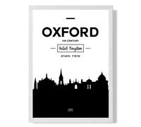 ARTZE Oxford Black & White City Skyline Framed Print SIZE: A3 with White Frame | Size: A4 ARTZE Black A4