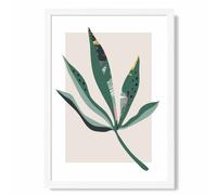 ARTZE Palm Leaf Green & Red Minamilist Framed Print SIZE: A4 with White Frame ARTZE Green A4