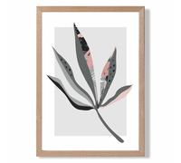ARTZE Palm Leaf Grey & Pink Boho Botanical Framed Print SIZE: A2 with Oak Frame | Size: A3 ARTZE Grey A3