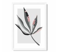 ARTZE Palm Leaf Grey & Pink Boho Botanical Framed Print SIZE: A3 with White Frame | Size: A2 ARTZE Grey A2