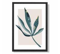 ARTZE Palm Leaf Teal & Green Mid Century Modern Framed Print SIZE: A2 with Black Frame | Size: A4 ARTZE Teal A4