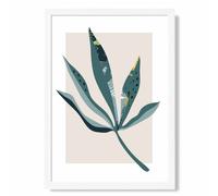 ARTZE Palm Leaf Teal & Green Mid Century Modern Framed Print SIZE: A2 with White Frame | Size: A3 ARTZE Teal A3