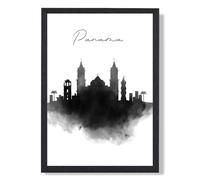 ARTZE Panama Watercolour Skyline City Framed Print SIZE: A4 with Black Frame | Size: A3 ARTZE Black A3
